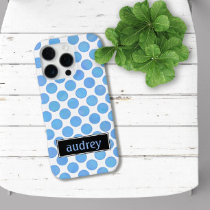 Ihr Name Wasserfarbe Blau Punkte-Muster iPhone 16 Pro Hülle