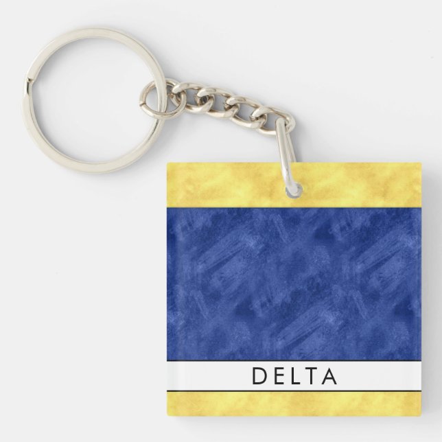 Ihr Name + Wasserzeichen D Delta Schlüsselanhänger (Vorderseite)