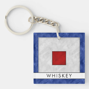 Ihr Name + Wasserzeichen W Whiskey Schlüsselanhänger