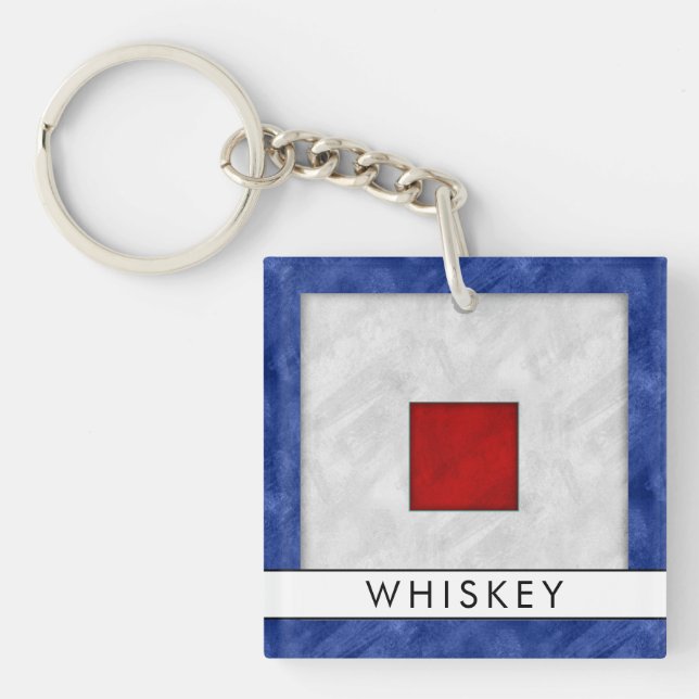 Ihr Name + Wasserzeichen W Whiskey Schlüsselanhänger (Vorderseite)