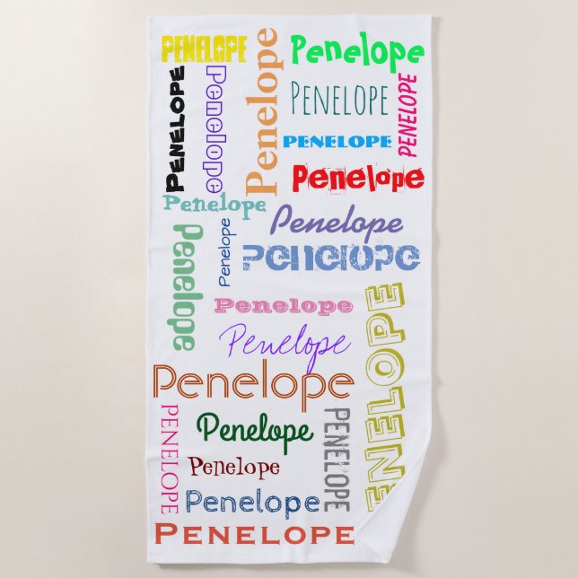 Ihr Name Word Cloud Fun Schriftart Typografie Strandtuch (Vorderseite)