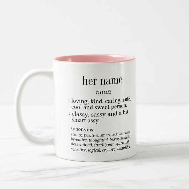 Ihr Name Wörterbuchdefinition Zwei-Tone-Kaffee-Tas Zweifarbige Tasse (Links)