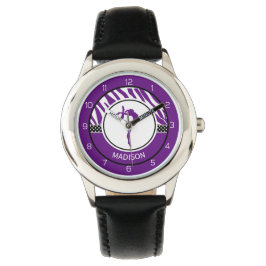Ihr Name Zebra Print Gymnastik Lila Armbanduhr