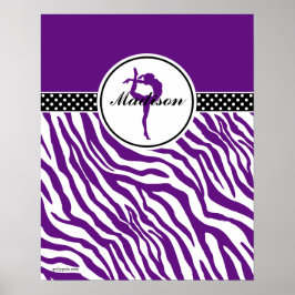 Ihr Name Zebra Print Gymnastik Lila Poster