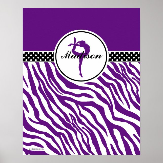 Ihr Name Zebra Print Gymnastik Lila Poster (Vorne)