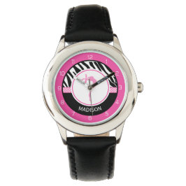 Ihr Name Zebra Print Gymnastik mit rosa Details Armbanduhr