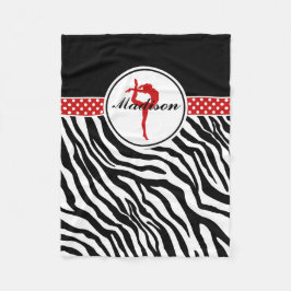 Ihr Name Zebra Print Gymnastik mit roten Details Fleecedecke