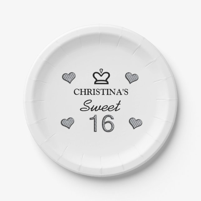 Ihr Namens16. Geburtstag in den Diamanten Pappteller (Vorderseite)