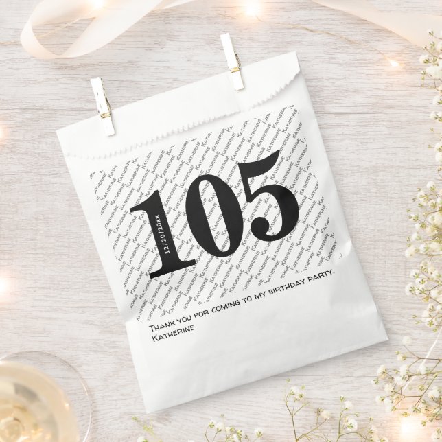 Ihr Namensmuster Fett Schwarzes Alter 105 Nummer D Geschenktütchen (Ausgeschnitten)