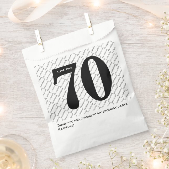 Ihr Namensmuster fett schwarzes Alter 70 Nummer Da Geschenktütchen (Ausgeschnitten)