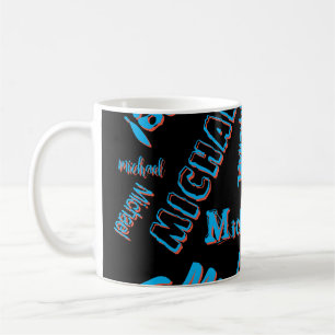 Ihr Namensmuster-Monogramm blau rot schwarze Farbe Kaffeetasse