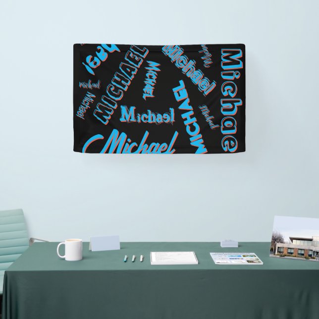 Ihr Namensmuster monogramm blaue schwarze Farbe Banner (Messe)