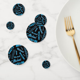 Ihr Namensmuster monogramm blaue schwarze Farbe Konfetti