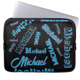 Ihr Namensmuster monogramm blaue schwarze Farbe Laptopschutzhülle