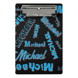 Ihr Namensmuster monogramm blaue schwarze Farbe Mini Klemmbrett