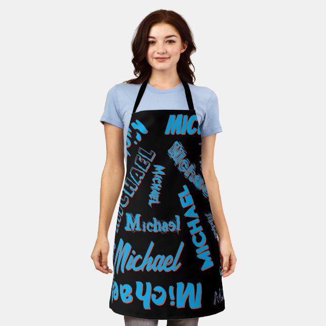 Ihr Namensmuster monogramm blaue schwarze Farbe Schürze (Getragen)