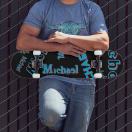 Ihr Namensmuster monogramm blaue schwarze Farbe Skateboard