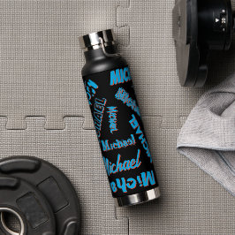 Ihr Namensmuster monogramm blaue schwarze Farbe Trinkflasche