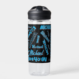 Ihr Namensmuster monogramm blaue schwarze Farbe Trinkflasche