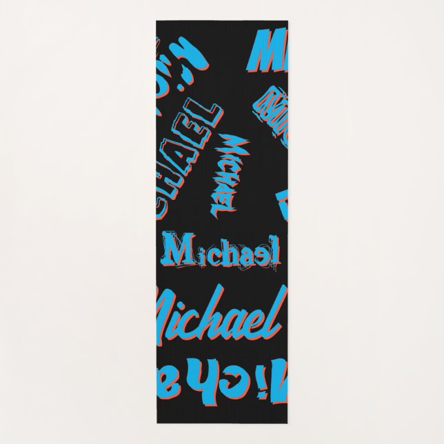 Ihr Namensmuster monogramm blaue schwarze Farbe Yogamatte (Vorderseite)