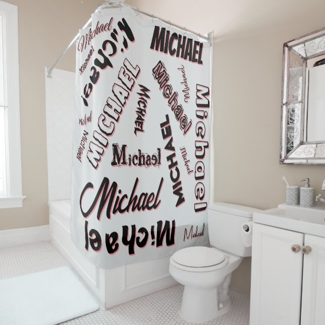 Ihr Namensmuster Monogramm Rose Schatten Duschvorhang (Beispiel)