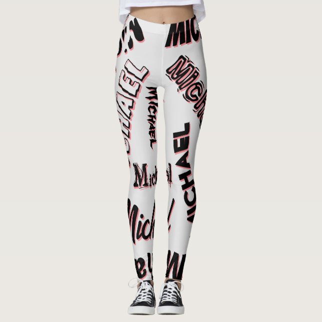 Ihr Namensmuster Monogramm Rose Schatten Leggings (Vorderseite)