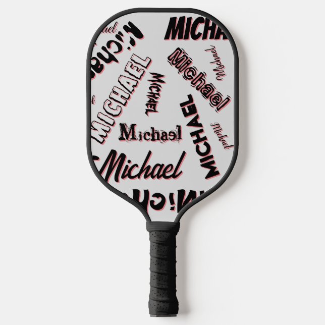Ihr Namensmuster Monogramm Rose Schatten Pickleball Schläger (Vorderseite)