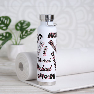 Ihr Namensmuster Monogramm Rose Schatten Trinkflasche