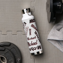 Ihr Namensmuster Monogramm Rose Schatten Trinkflasche