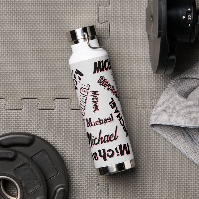 Ihr Namensmuster Monogramm Rose Schatten Trinkflasche (Fitnessstudio)