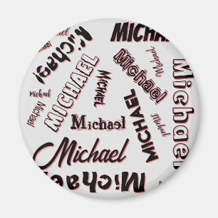Ihr Namensmuster Monogramm Rosenfarbe Schatten Magnet