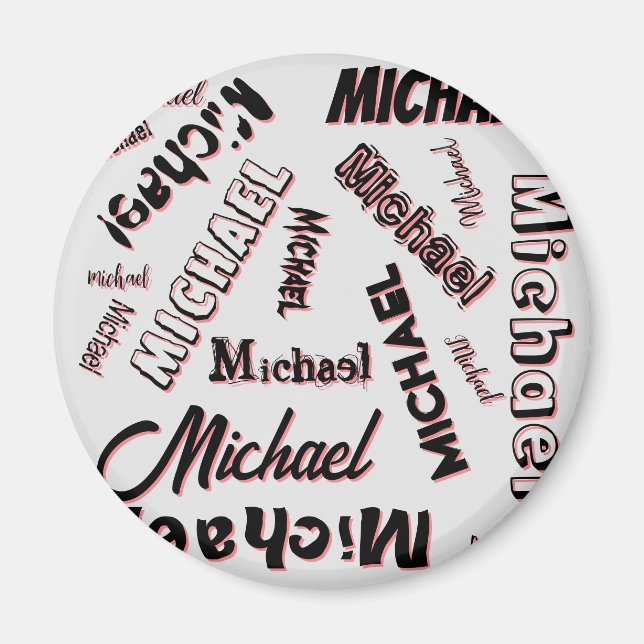 Ihr Namensmuster Monogramm Rosenfarbe Schatten Magnet (Vorne)