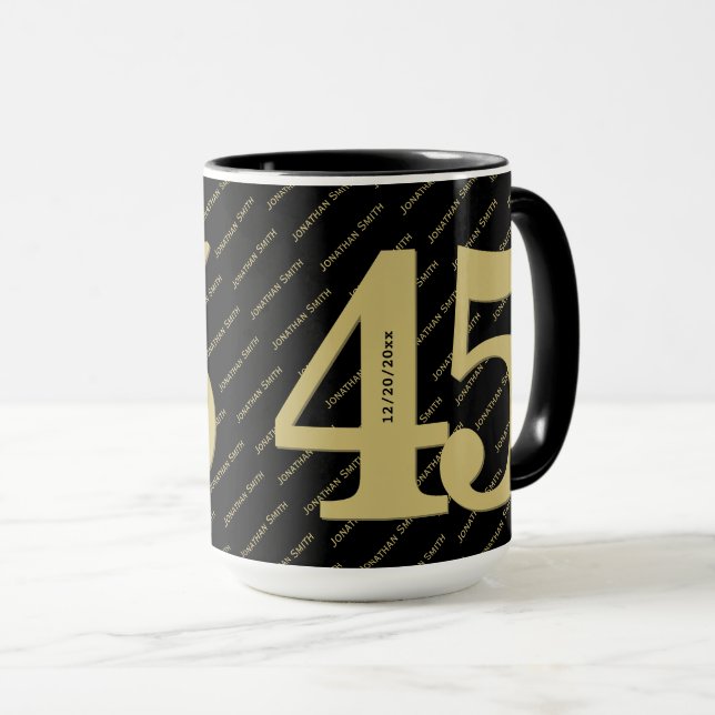 Ihr Namensmuster - Schwarz & Gold - Fett 45 Tasse (VorderseiteRechts)
