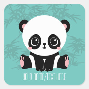 Ihr Niedlicher Text/Farbe-Cartoon Panda Bär in Ba Quadratischer Aufkleber