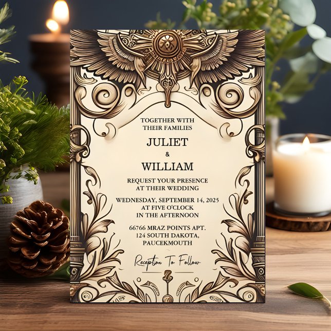 Ihr Papyrus Vintag Retro Vellum Overlay Hochzeit Einladung (Von Creator hochgeladen)