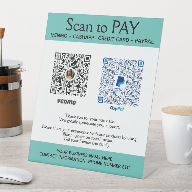 Ihr PayPal für kleine Unternehmen hier Pedestal-Ze Sockelschild (In Situ)