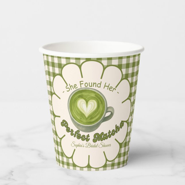 Ihr perfektes Matcha-Brautparty gefunden Pappbecher (Vorderseite)