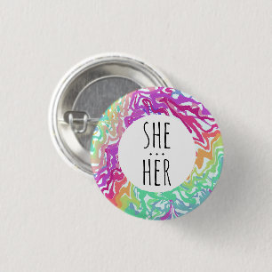 IHR Pronouns farbenfrohe Rainbow-Wirbel CUSTOM Button