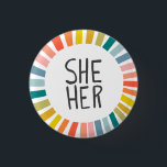 IHR Pronouns Rainbow Handletter Stolz Button<br><div class="desc">Dekorieren Sie Ihr Outfit mit diesem coolen Kunstknopf. Macht ein großartiges Geschenk! Sie können ihn anpassen, die Hintergrundfarben ändern und auch Text hinzufügen. Karo in meinem Shop für viel mehr Farben und Muster! Lass mir Bescheid, wenn du auch etwas Gewohntes willst.</div>