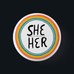 IHR Pronouns Rainbow Ring farbenfroher Stolz Button<br><div class="desc">Dekorieren Sie Ihr Outfit mit diesem coolen Kunstknopf. Macht ein großartiges Geschenk! Sie können ihn anpassen,  die Hintergrundfarben ändern und auch Text hinzufügen. Karo in meinem Shop für viel mehr Farben und Muster! Lass mir Bescheid,  wenn du auch etwas Gewohntes willst.</div>