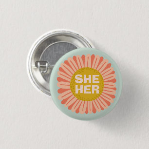 IHR Pronouns Sonnenblume Daisy Pride Button