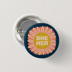 IHR Pronouns Sonnenblume Daisy Pride Button