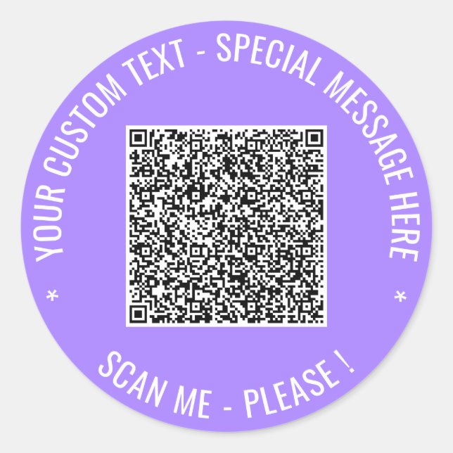 Ihr QR-Code-Aufkleber mit benutzerdefiniertem Text Runder Aufkleber (Vorderseite)