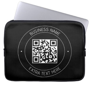 Ihr QR-Code & bearbeitbarer Text   Schwarz & Weiß Laptopschutzhülle