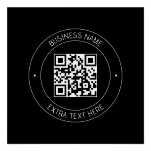 Ihr QR-Code & bearbeitbarer Text Schwarz & Weiß Poster