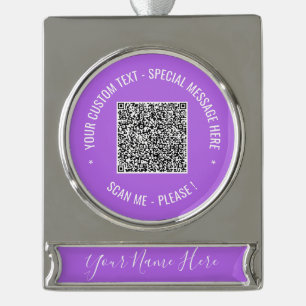 Ihr QR Code Benutzerdefinierter Text Name Weihnach Banner-Ornament Silber