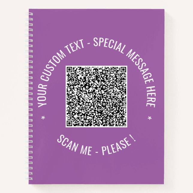 Ihr QR-Code benutzerdefinierter Text Notizbuch Vor (Vorderseite)