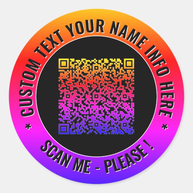 Ihr QR-Code benutzerdefinierter Text runder Aufkle Aufkleber (Vorderseite)
