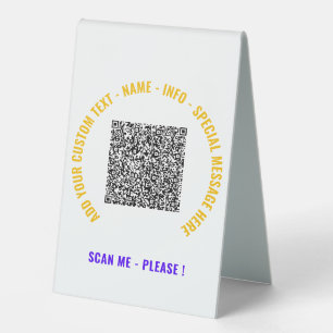 Ihr QR-Code benutzerdefinierter Text Tischschild F Tischaufsteller