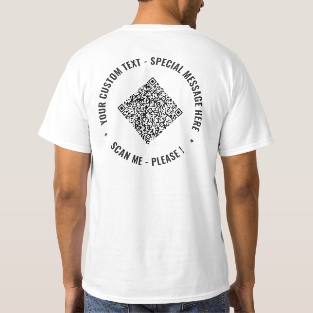 Ihr QR-Code Custom-Text Branded T-Shirt Beispiel (Rückseite)